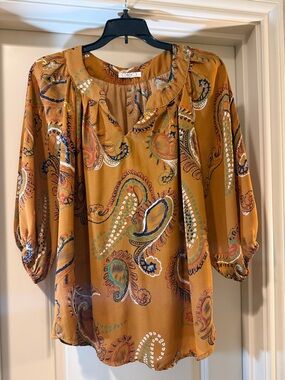 ezra Rust Paisley Printed Top